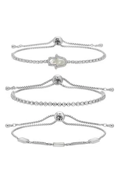 Eye Candy Los Angeles Set Of 3 Maryam Cubic Zirconia Bolo Bracelets In Brown