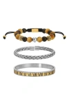 Eye Candy Los Angeles Set Of 3 Roman Bracelets In Silver