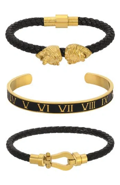 Eye Candy Los Angeles Set Of 3 Vincent Bracelets In Black