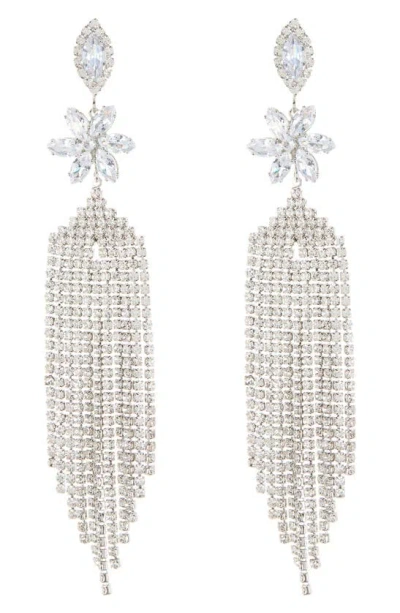 Eye Candy Los Angeles Siciliy Fringe Statement Earrings In Silver