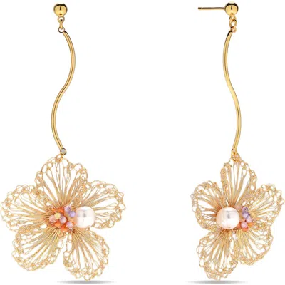 Eye Candy Los Angeles Siena Floral Dangle Earrings In Gold