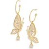 Eye Candy Los Angeles Simone Butterfly Drop Earrings In Gold
