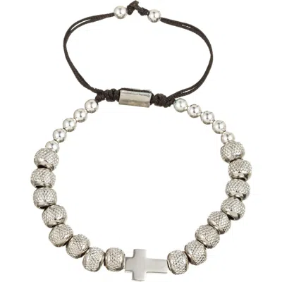 Eye Candy Los Angeles Sivan Beaded Ball Slide Bracelet In Silver