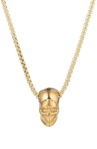 Eye Candy Los Angeles Skull Head Necklace In Gold