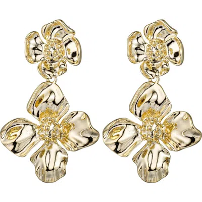 Eye Candy Los Angeles Sofie Flower Drop Earrings In Gold