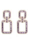 Eye Candy Los Angeles Sophie Cubic Zirconia Geometric Drop Earrings In Purple