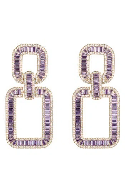 Eye Candy Los Angeles Sophie Cubic Zirconia Geometric Drop Earrings In Metallic