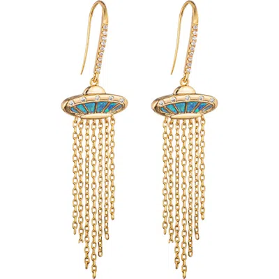 Eye Candy Los Angeles Spaceship Drop Earrings In Gold