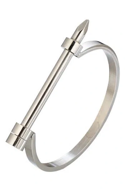Eye Candy Los Angeles Spike Cuff Screw Bracelet In Silver