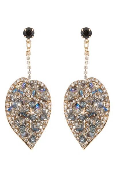 Eye Candy Los Angeles Spring Leaf Crystal Drop Earrings In Multi