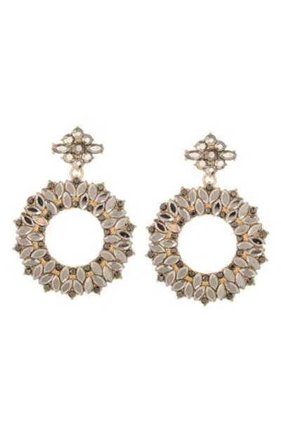 Eye Candy Los Angeles Stephanie Noir Cz Loop Droop Earrings In Gold