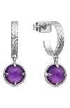Eye Candy Los Angeles Stone Huggie Hoop Earrings