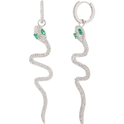 Eye Candy Los Angeles Sybill Snake Drop Earrings In Silver