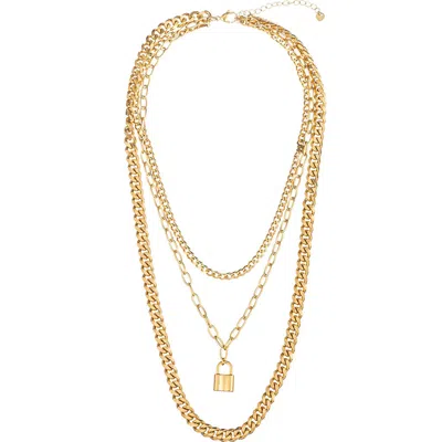 Eye Candy Los Angeles Taaj 3-piece Multi Drop Necklace In Gold