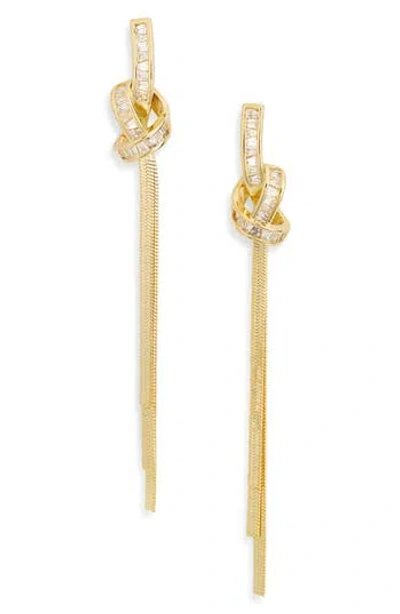 Eye Candy Los Angeles Talia Cubic Zirconia Knot Chain Drop Earrings In Gold