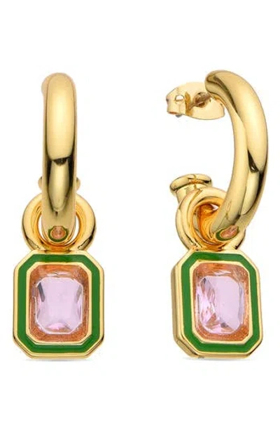 Eye Candy Los Angeles Thea Crystal Dangle Huggie Hoop Earrings