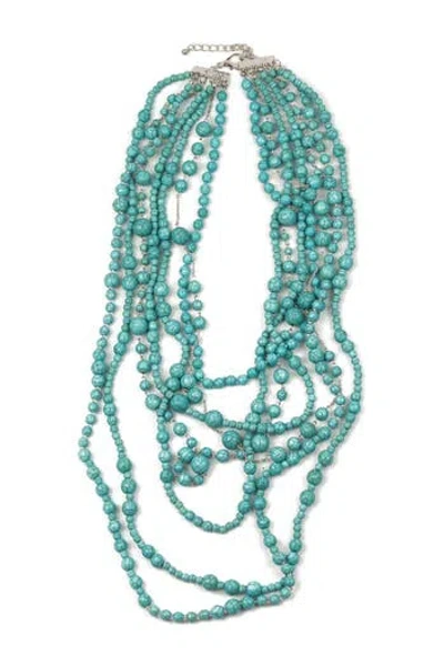 Eye Candy Los Angeles Turquoise Bead Multi-strand Necklace In Blue