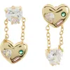 Eye Candy Los Angeles Two-tone Heart Mismatched Earrings In Gold