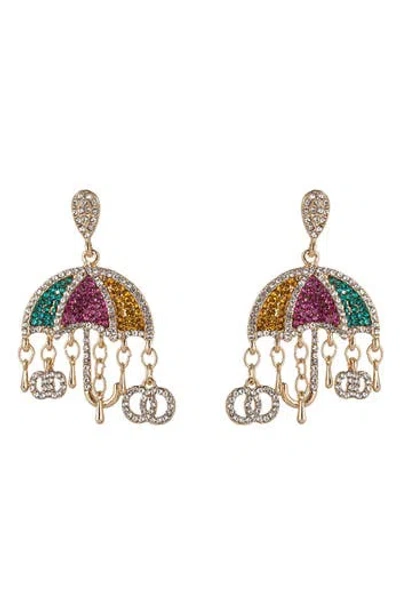 Eye Candy Los Angeles Under My Umbrella Cz Drop Earrings In Multi