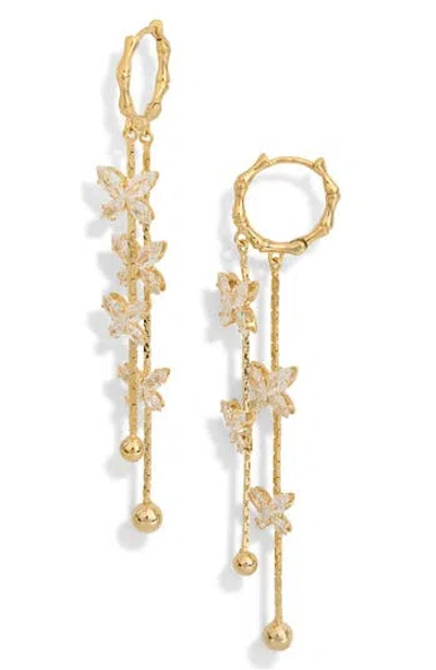 Eye Candy Los Angeles Valentina Cubic Zirconia Butterfly Linear Drop Huggie Hoop Earrings