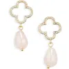 Eye Candy Los Angeles Varvara Clover Stone Drop Earrings In Gold