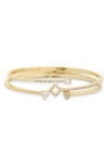 Eye Candy Los Angeles Vera Cubic Zirconia Heart Cuff Bracelet Set In Gold