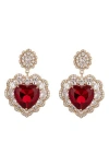 Eye Candy Los Angeles Vera Red Cubic Zirconia Heart Drop Earrings In Red