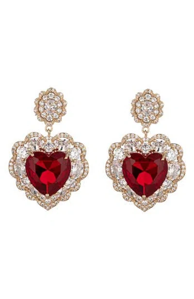 Eye Candy Los Angeles Vera Red Cubic Zirconia Heart Drop Earrings