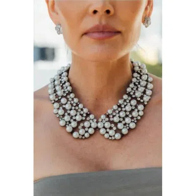 Eye Candy Los Angeles Women's Pearl & Crystal Statement Collar Necklace In Black In Orange