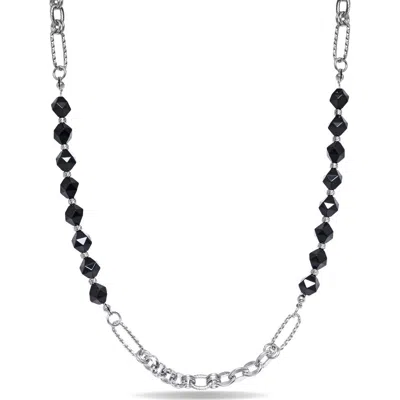 Eye Candy Los Angeles Wyatt Agate & Chain Necklace In Metallic
