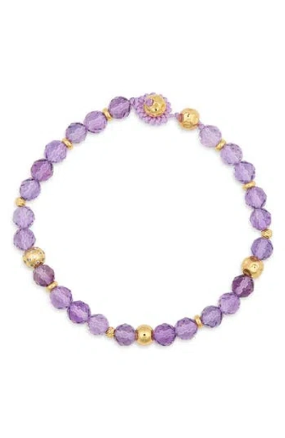 Eye Candy Los Angeles Yami Amethyst Beaded Bracelet In Gold