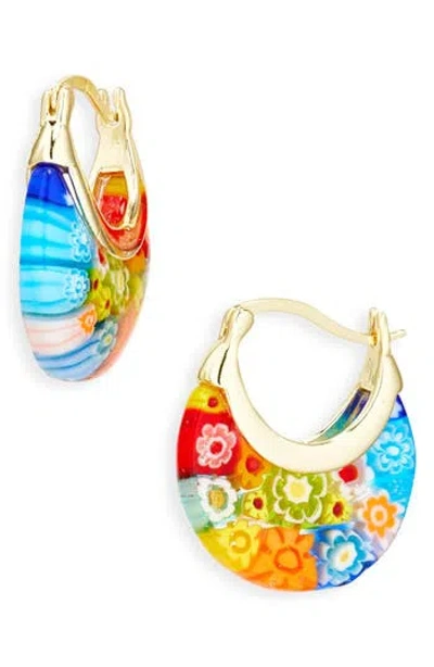 Eye Candy Los Angeles Zahira Flower Hoop Earrings In Silver