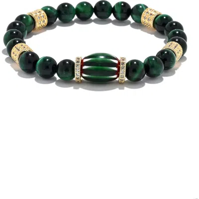 Eye Candy Los Angeles Zephyrine Pavé Beaded Stretch Bracelet In Green