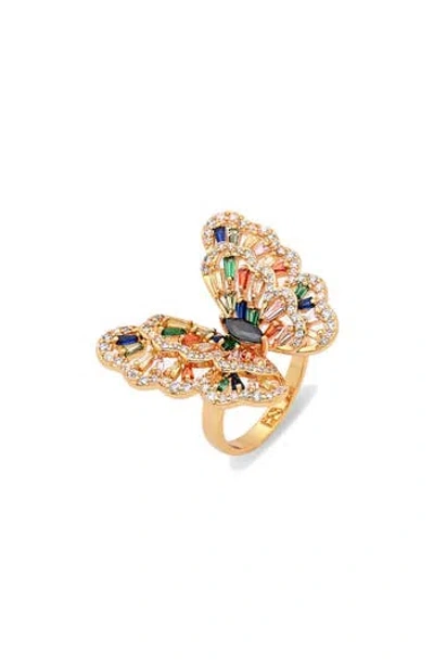 Eye Candy Los Angeles Ziva Butterfly Cubic Zirconia Ring In Gold