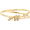 Eye Candy Los Angeles Zoe Pavé Cubic Zirconia Knot Hinged Bracelet In Gold