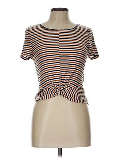 Pre-owned Eye Candy Short Sleeve Top Brown Keyhole Neckline Tops