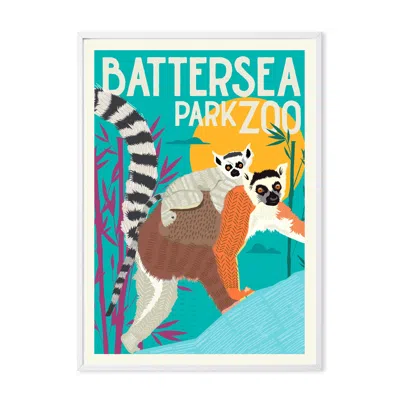Eye For London Prints Battersea Zoo Illustrated Art Print In Green