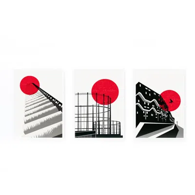 Eye For London Prints Blood Moon London Abstract Art Print Set In Red