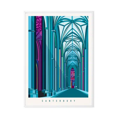 Eye For London Prints Blue Canterbury Cathedral Art Print