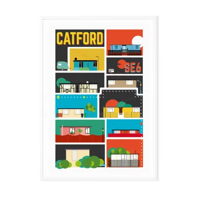 Eye For London Prints Catford - A Prefab Maze Art Print In Multi