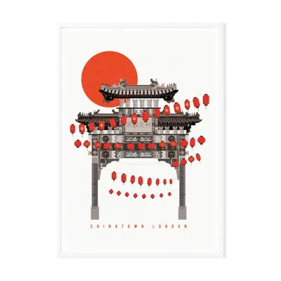 Eye For London Prints Chinatown London Illustrated Art Print In Red/white
