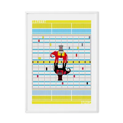 Eye For London Prints Elephant & Castle Art Print In Blue/brown/gray/red/white