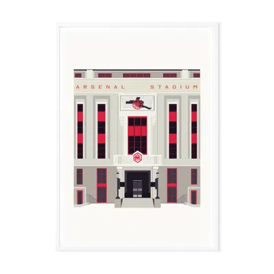 Eye For London Prints Neutrals Art Deco London The Old Arsenal Stadium Art Print In White