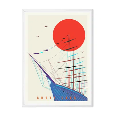 Eye For London Prints Neutrals London Art Print Of Cutty Sark Greenwich In Blue/red/white