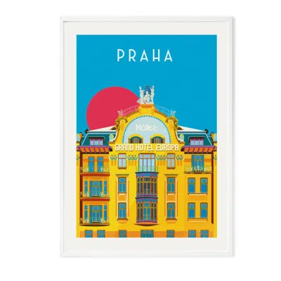 Eye For London Prints Praha Prague Illustrated Art Print In Gold