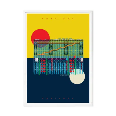 Eye For London Prints The Pompidou Centre Paris Illustrated Art Print In Multi