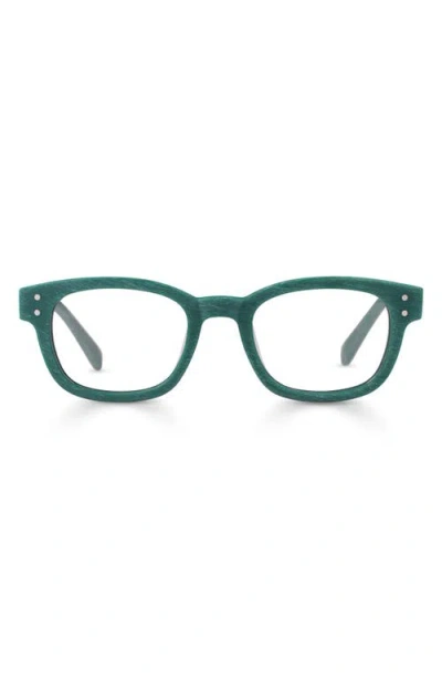 Eyebobs Biff 45mm Square Reading Glasses In Forest Green Woodgrain