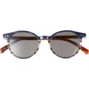 Eyebobs Case Closed 48mm Round Reading Glasses In Blue Stripe