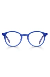 Eyebobs Golden Age 45mm Round Reading Glasses In Cobalt Crystal/silver