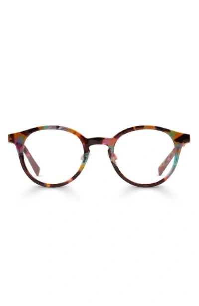 Eyebobs Golden Age 45mm Round Reading Glasses In Rainbow Tortoise/gold